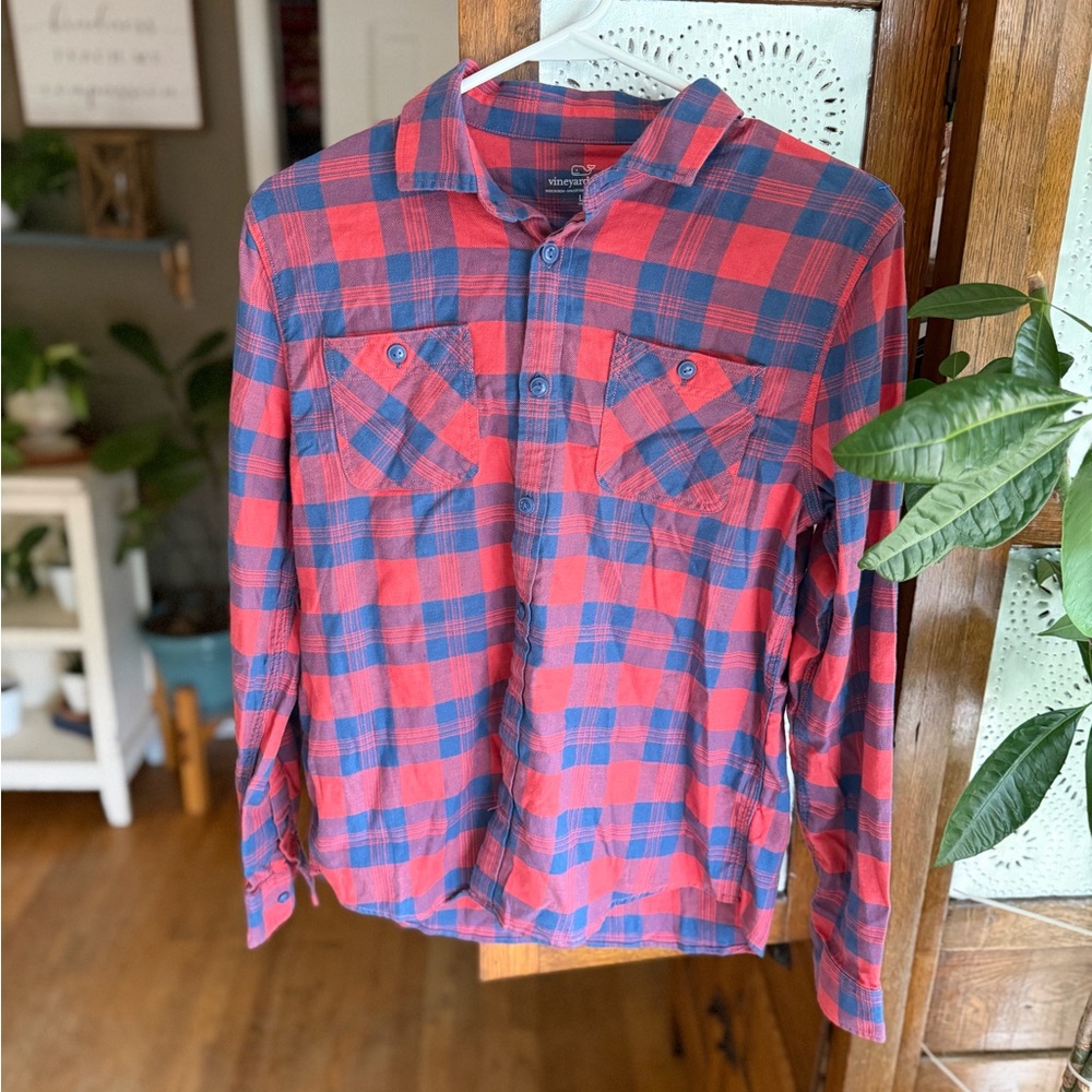 Vineyard Vines Red and Blue Plaid Casual Shirt